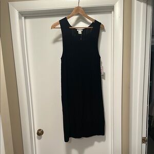 Club Monaco Black Ribbed Midi Tank Dress